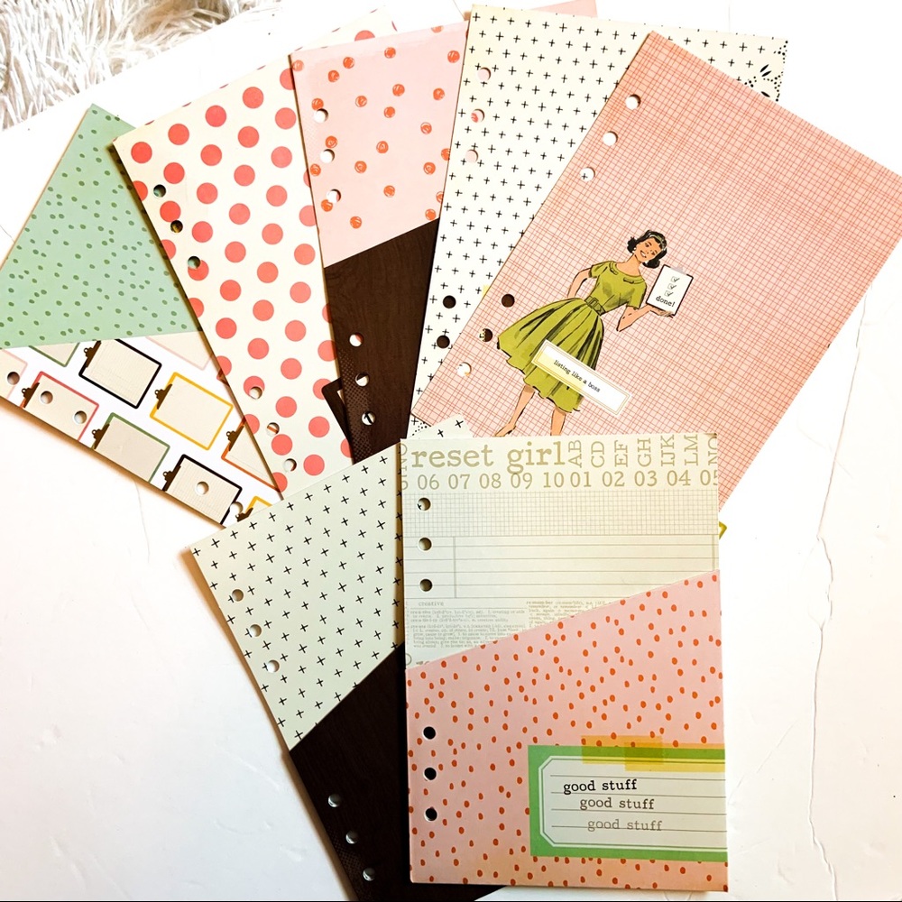 50s themed mini 6 ring binder dividers - folders